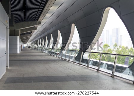 KAI TAK CRUISE TERMINAL, HONG KONG - MAY 10: The corridor at Kai Tak Cruise Terminal in Hong Kong on May 10, 2015. It is a cruise ship terminal that opened at the site of the former Kai Tak Airport.