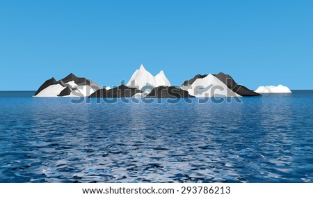 ice mountain and blue sky with cold ocean
