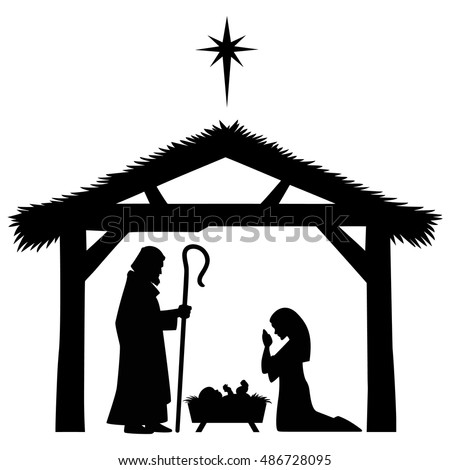 Mary, Joseph and Jesus Silhouette