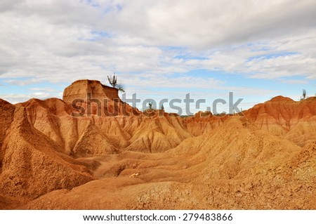 Red desert, part of desert el Tatacoa in Colombia
