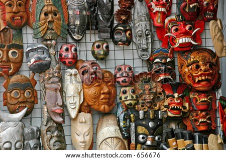 Masks on a wall