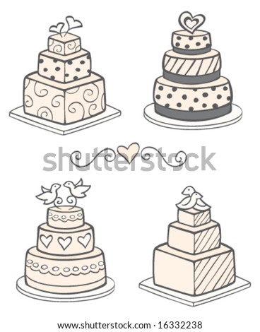 stock vector Modern Wedding Cakes
