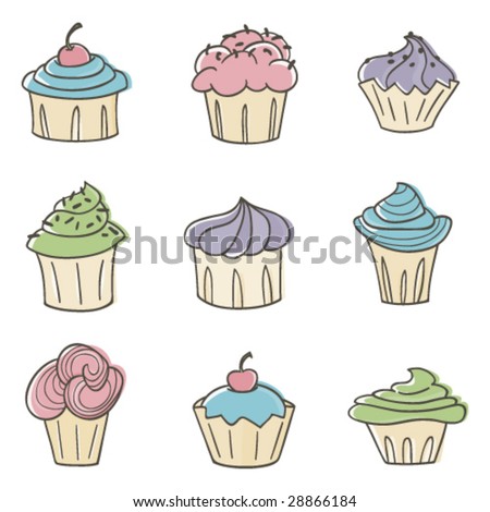 cute cupcakes images. stock vector : Cute Cupcakes