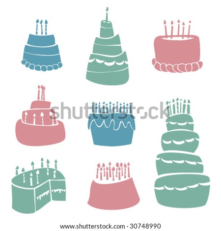 Birthday Cake Silhouette. stock vector : Birthday Cakes