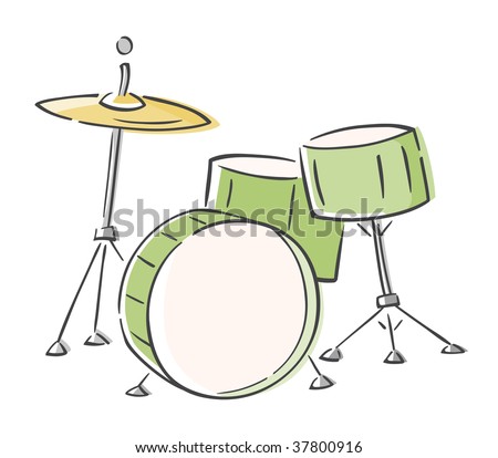 drum set clipart. vector : Sketchy Drum Set