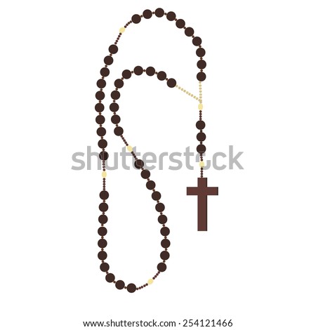 Brown wooden catholic rosary beads, religious symbols,rosary necklace, praying symbol, beaded rosary