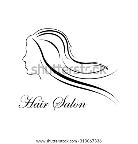 Vector illustration of beautiful woman logo for beauty salon, spa salon, firm or company. Girl with long hair