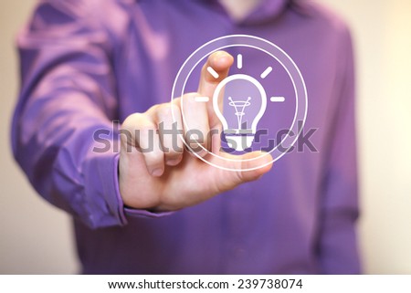 Button idea bulb business businessman