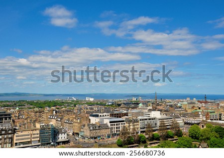 EDINBURGH , SCOTLAND- JUNE 2, 2013. Aerial view of Edinburgh. Edinburgh is the capital city and second most populous city in Scotland.