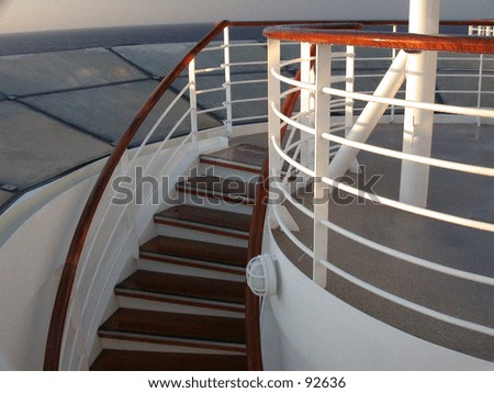 Cruise Ship Stairs On Board Leading To Lower Decks