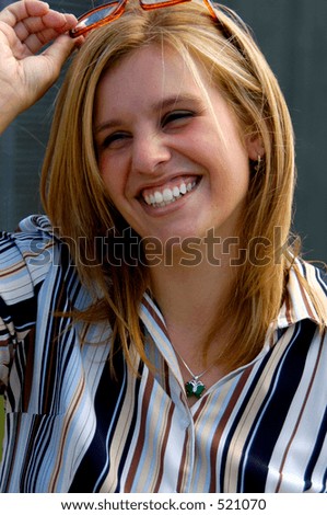 Smiling Blond Executive Outdoor in the Summertime
