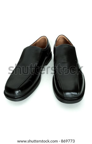 A Pair Of Men's Black Dress Shoes Isolated On A White Background