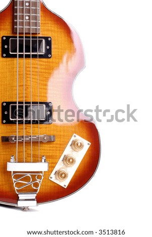 Electric Bass Guitar From The Sixties, Isolated On A White Background