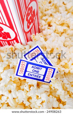 Classic Box Of Movie Popcorn With Two Cinema Tickets