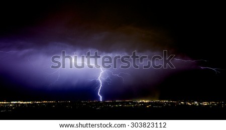 Lightning strike over Boise Idaho