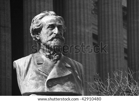 A bust of Giuseppe Verdi - famous Italian composer. It is situated in Palermo, Sicily.