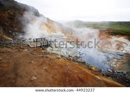 Volcanic activity area near the Krysuvik region on Reykjanes peninsula in Iceland
