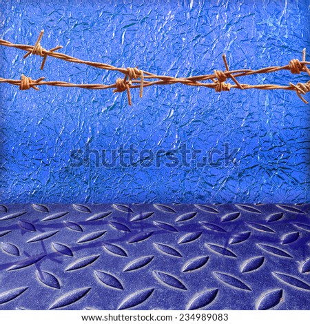 Shiny blue leaf  foil texture background and The damage metal blue diamond plate