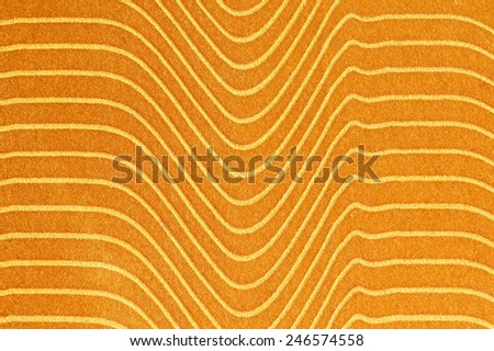 Abstract background with yellow texture, velvet fabric, line graphic, close-up