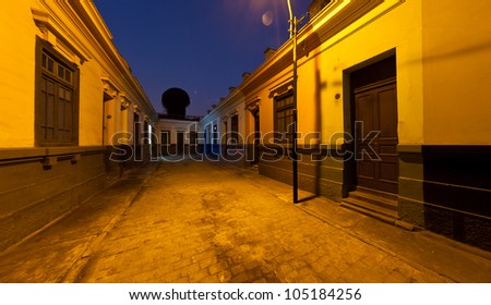 Night vision of Barranco town, Lima, Peru