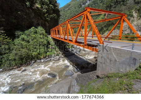 Peruvian roads, bridge in the jungle in La Merced, Pasco, Peru
