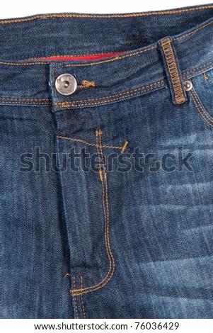 blue jean denim over white background