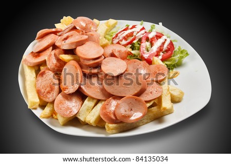 Salchipapa, Peruvian Grilled And Sliced Fresh Pork Sausage, Potato Fry ...