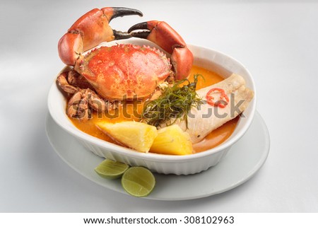 Peruvian Food: Crab soup called Parihuela.