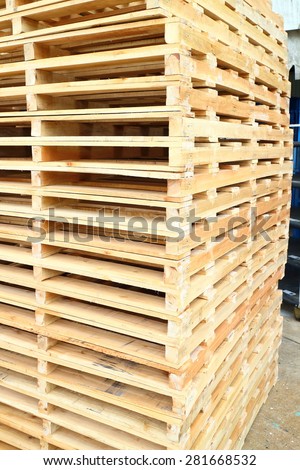 Wood pallet in factory