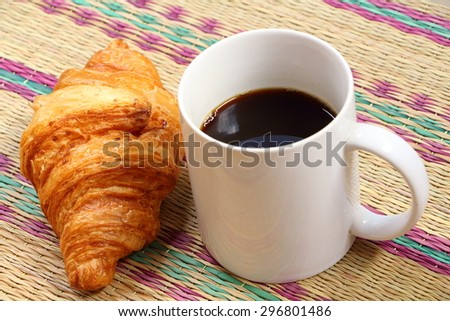 Coffee break and croissant , cafe and food in break time