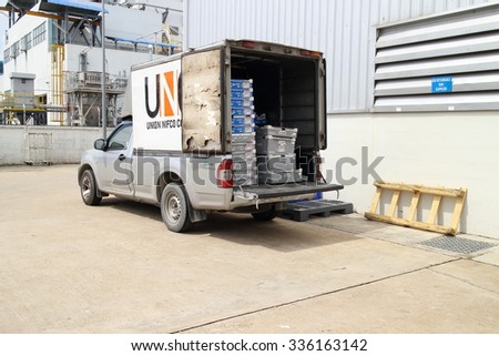 Small truck, THAILAND - November 06 2015: Small truck for material part delivery suppot to factory for assembly ,automotive parts industrial at Rayong industrial Thailand