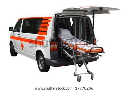 stock photo an ambulance car is waiting for a patient