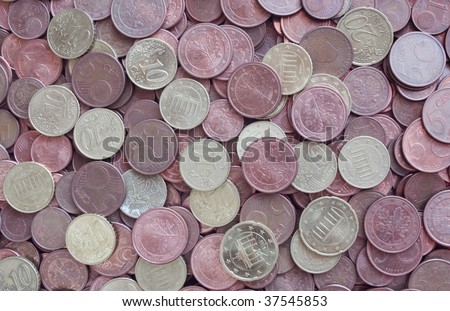 small change, coins are as a background