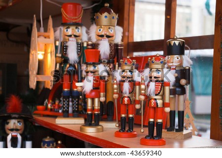 traditional christmas market, wooden toy nutcrackers