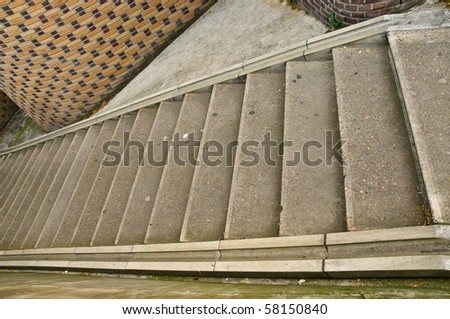 Concrete steps with bicycle rail