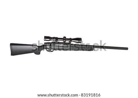 Rifle with scope on white