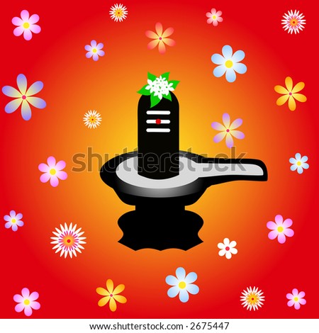 Illustration of Indian god Shivalinga and flowers design for Mahashivaratri festival in February