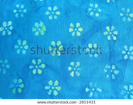 Blue cotton cloth with batik flowers print