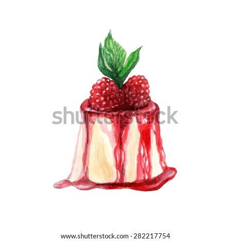 vector watercolor dessert. It can be used for card, postcard, cover, invitation, wedding card, mothers day card, birthday card.