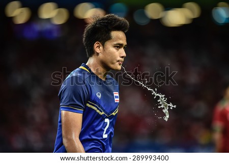 Kallang,Singapore - JUNE 13:Peerapat Notchaiya of Thailand in action during the 28th SEA Games Singapore 2015 match between Thailand and Indonesia at Singapore National Stadium on JUNE13 2015