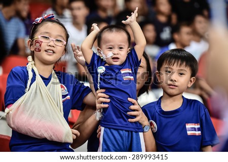 Kallang,Singapore - JUNE 13Unidentified fan of Thailand national supporters during the 28th SEA Games Singapore 2015 match between Thailand and Indonesia at Singapore National Stadium on JUNE13 2015