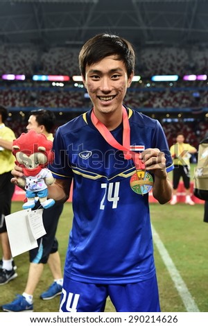 Kallang,Singapore - JUNE 15:Siwakorn Jakkuprasat celebrates winning the gold medal. 28th SEA Games Singapore 2015 at Singapore National Stadium on JUNE15 2015