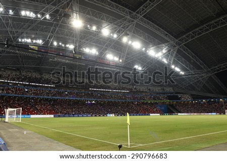 Kallang,Singapore - JUNE 15:View of Singapore National Stadium during the 28th SEA Games Singapore 2015 match between Thailand and Myanmar at Singapore National Stadium on JUNE15 2015