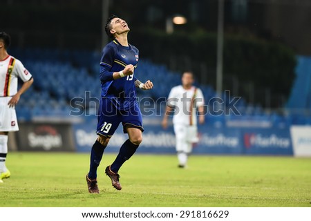 BISHAN,SINGAPORE-JUNE 6:Tristan Do of Thailand celebrates after scoring during the 28th SEA Games Singapore 2015 match between Thailand and Brunei at Bishan Stadium on JUNE6 2015 in,SINGAPORE.