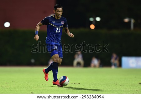 BISHAN,SINGAPORE-JUNE 1:Chananan Pombuppha of Thailand in action during the 28th SEA Games Singapore 2015 match between Thailand and Timor-Leste at Bishan Stadium on JUNE1 2015 in,SINGAPORE.