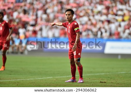 Kallang,Singapore - JUNE 13:TUN Nay Lin of Myanmar in action during the 28th SEA Games Singapore 2015 match between Myanmar and Vietnam at Singapore National Stadium on JUNE13 2015