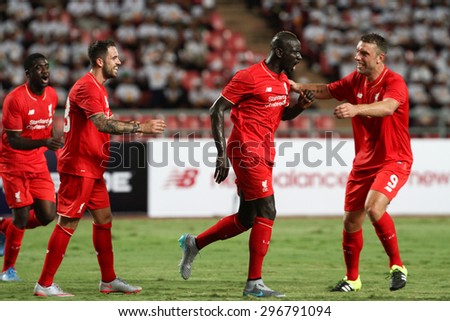 BANGKOK THAILAND JULY 14:Players of Liverpool in action during friendly match Thailand All-Stars and Liverpool at Rajamangala Stadium on July 14, 2015 in Bangkok,Thailand.