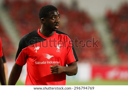 BANGKOK THAILAND JULY 14:Kolo Toure of Liverpool in action during friendly match Thailand All-Stars and Liverpool at Rajamangala Stadium on July 14, 2015 in Bangkok,Thailand.