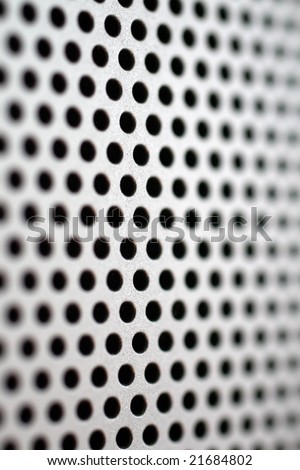 Silver-steel mesh background.