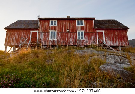 Rundown house in Henningsvaer, Lofoten, Nordland, Norway